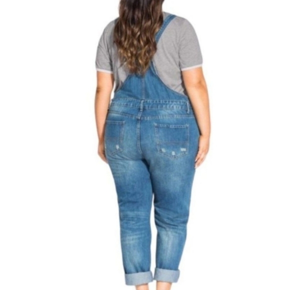 New City chic denim overalls jean over it all cotton size 14 boyfriend fit - Picture 3 of 13